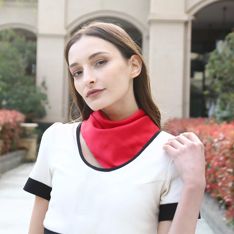 AOLIGE Hair Scarf Satin Head Neck Scarfs for Women (red), Medium - Image 4